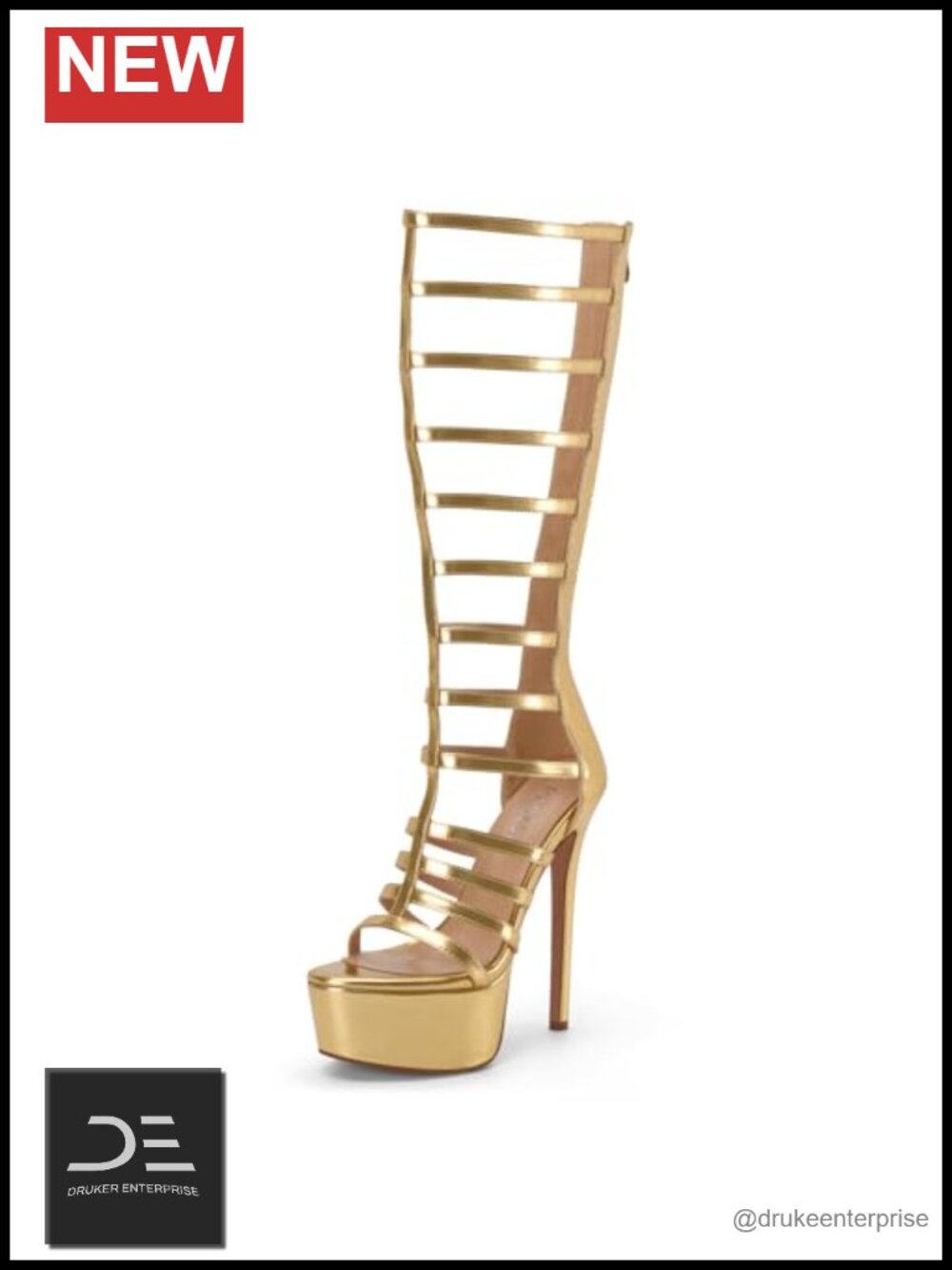 Knee High Strappy Gladiator Platform Stiletto Heels Strappy Sandals Women PU